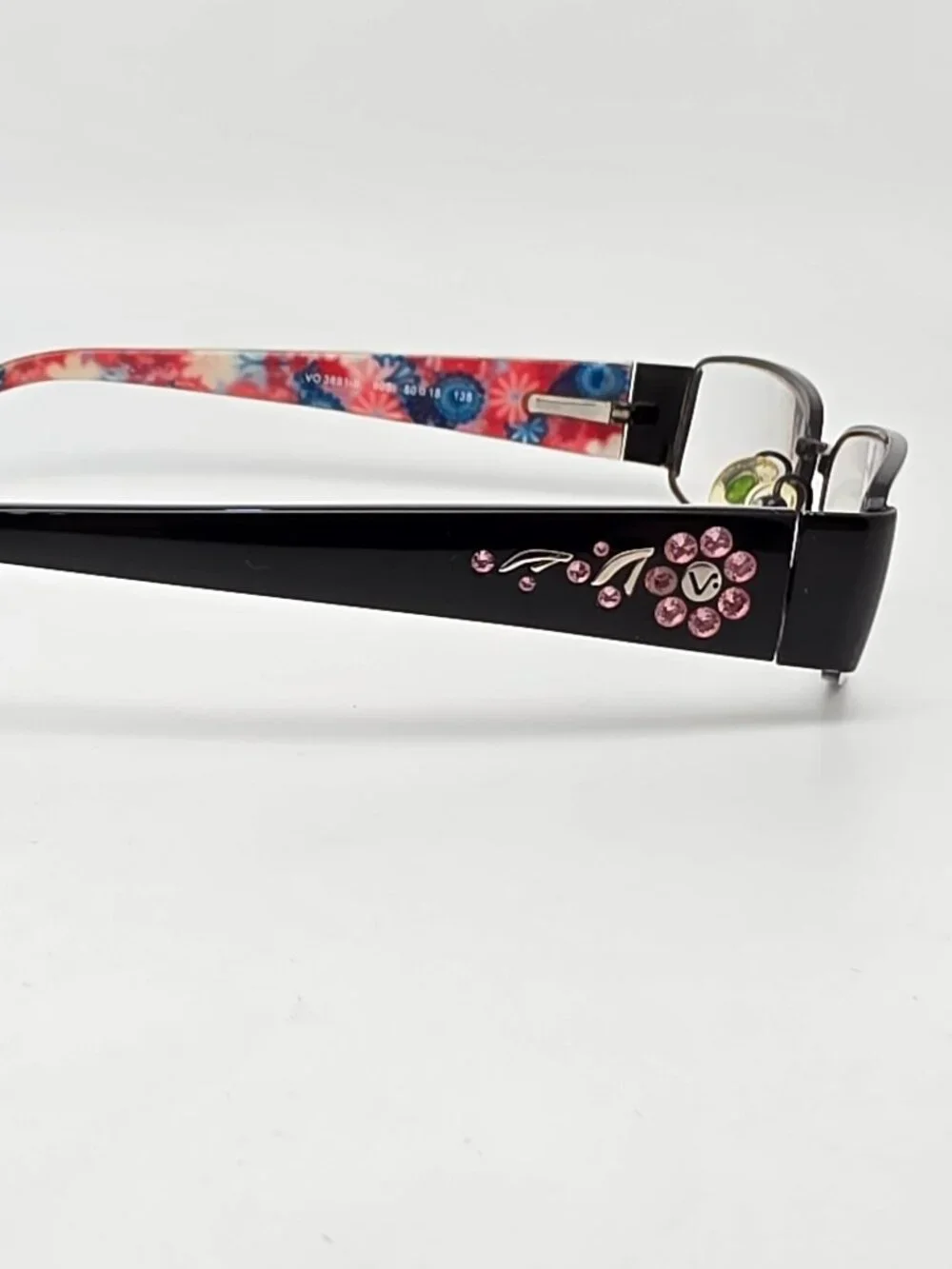 Vogue VO3691-B 905 Black Pink Rhinestone Eyeglasses Frame w/ Flexhinge and Case